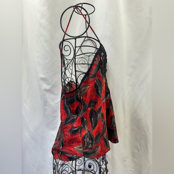 Vintage FArr West red and black lace trim cami size M - Picture 3 of 8